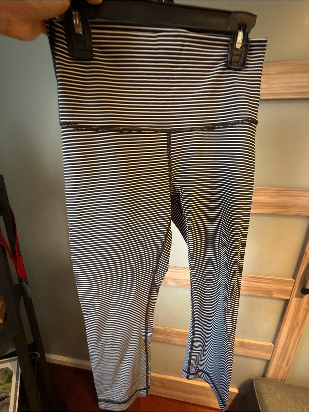 lululemon athletica Black and White Striped High-Rise Leggings
